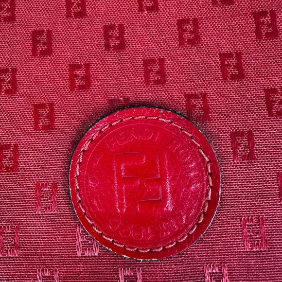 Fendi Red Monogram Logo Pattern Square Shoulder Bag Crossbody Purse Made In Ital - Picture 4 of 16